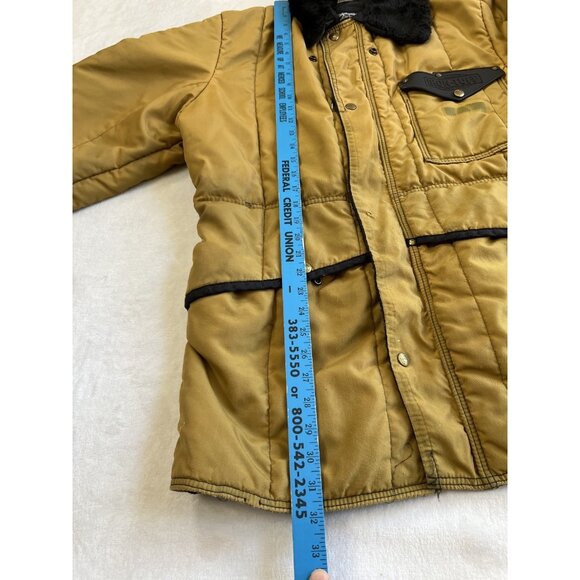 Vintage RefrigiWear Jacket Size L Yellow Parka Coat Fleece Collar Work USA - Picture 6 of 16